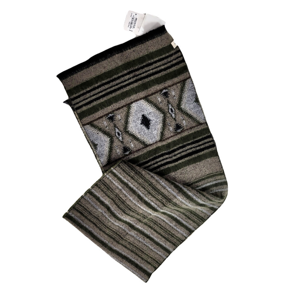 Sun +‎ Stone Woven Patterned Scarf Mens One Size Green Stripe $40 NEW